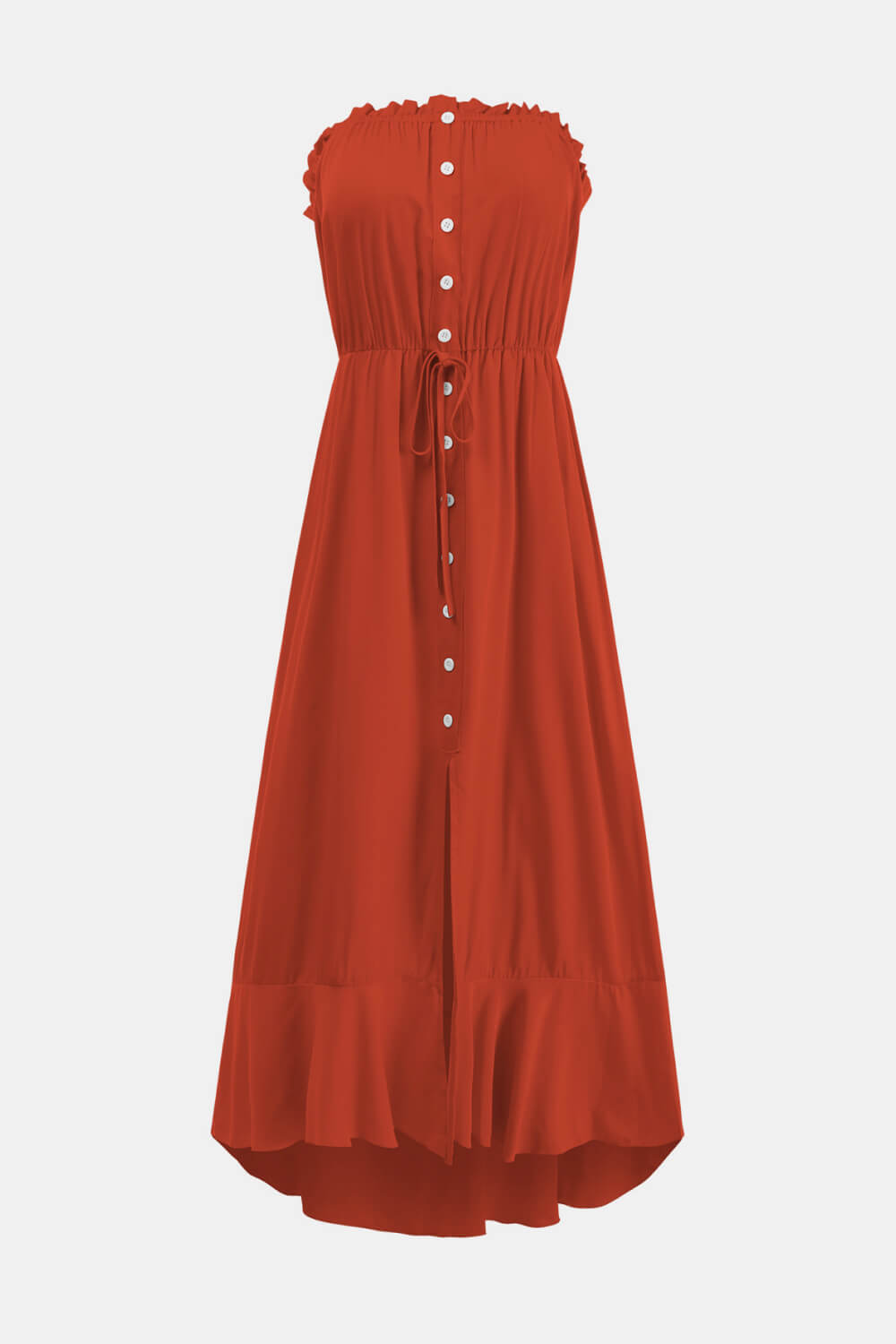 Tie Waist Strapless Asymmetrical Hem Dress