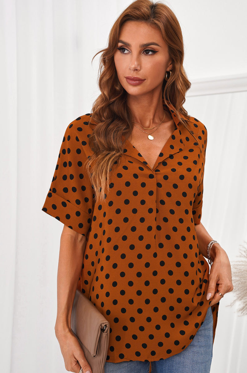 Printed Drape Front Top