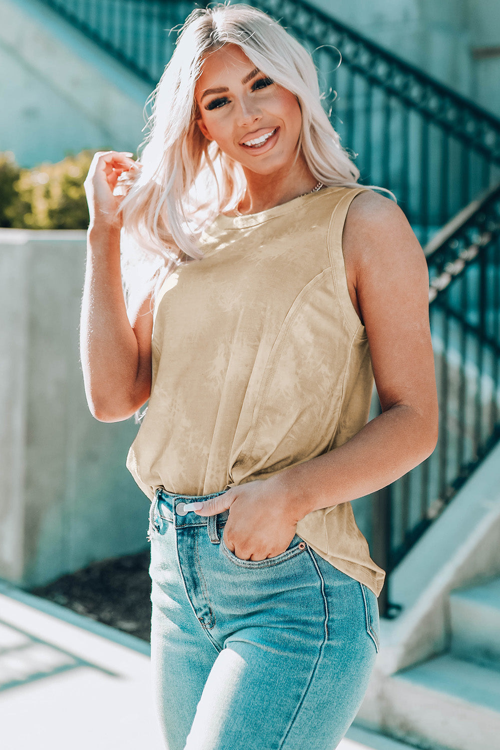 Tie-Dye Seam Detail Tank