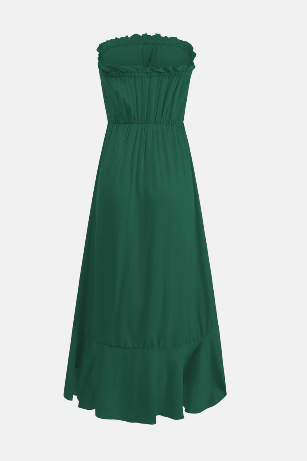 Tie Waist Strapless Asymmetrical Hem Dress