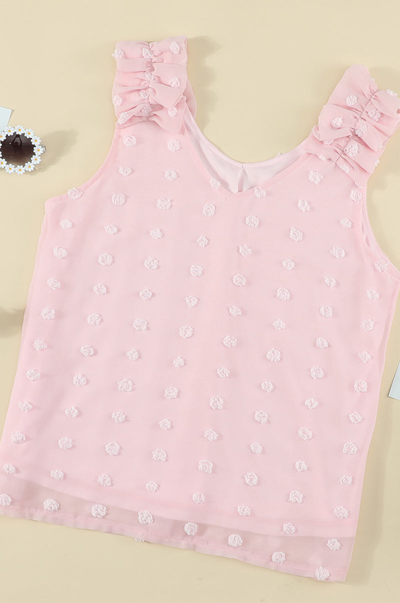 Swiss Dot Top With Ruffled Straps
