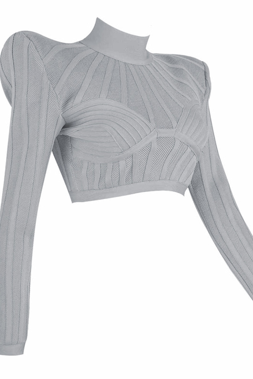 Padded Shoulder Strip Detail Crop Top