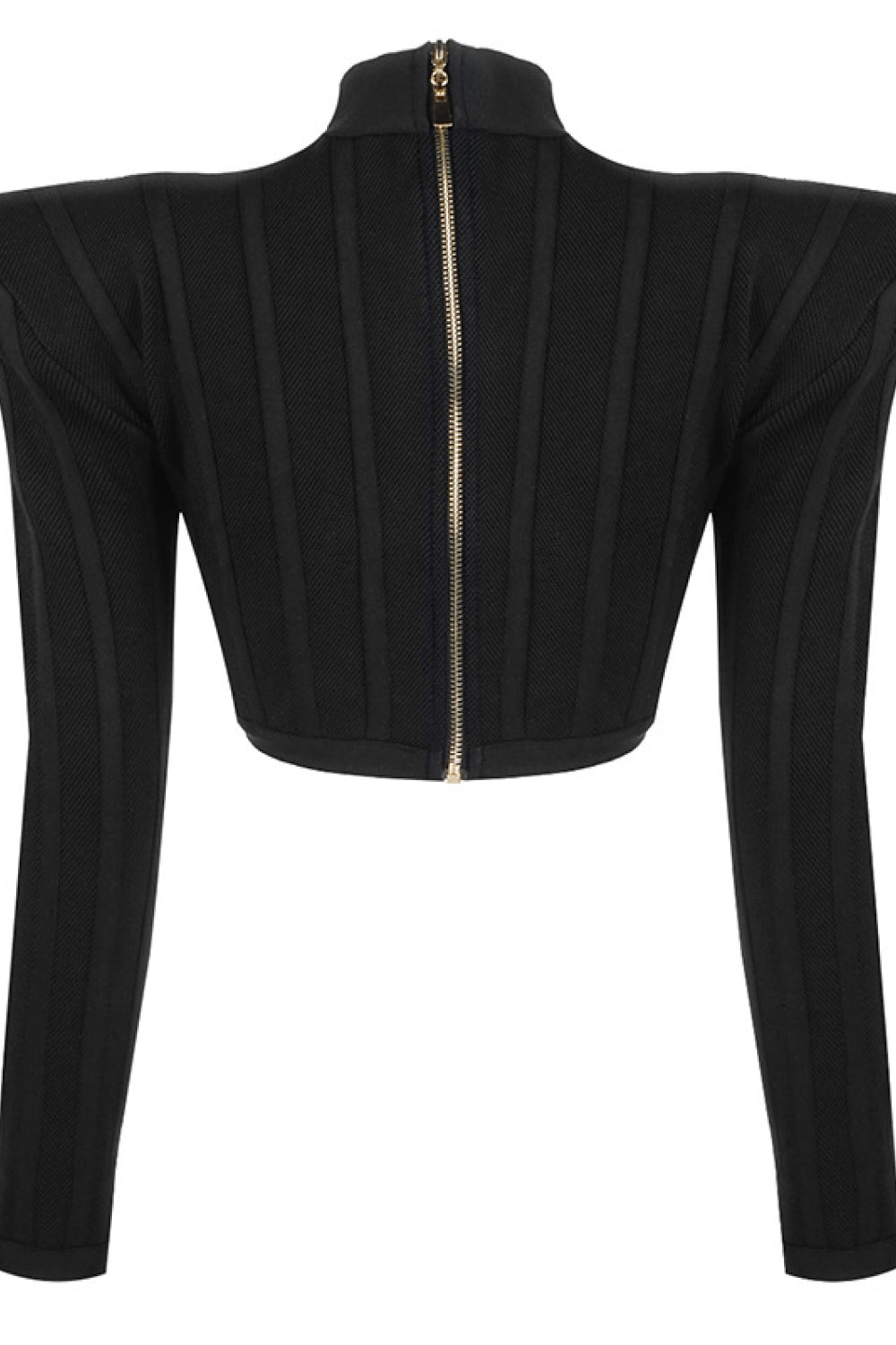 Padded Shoulder Strip Detail Crop Top