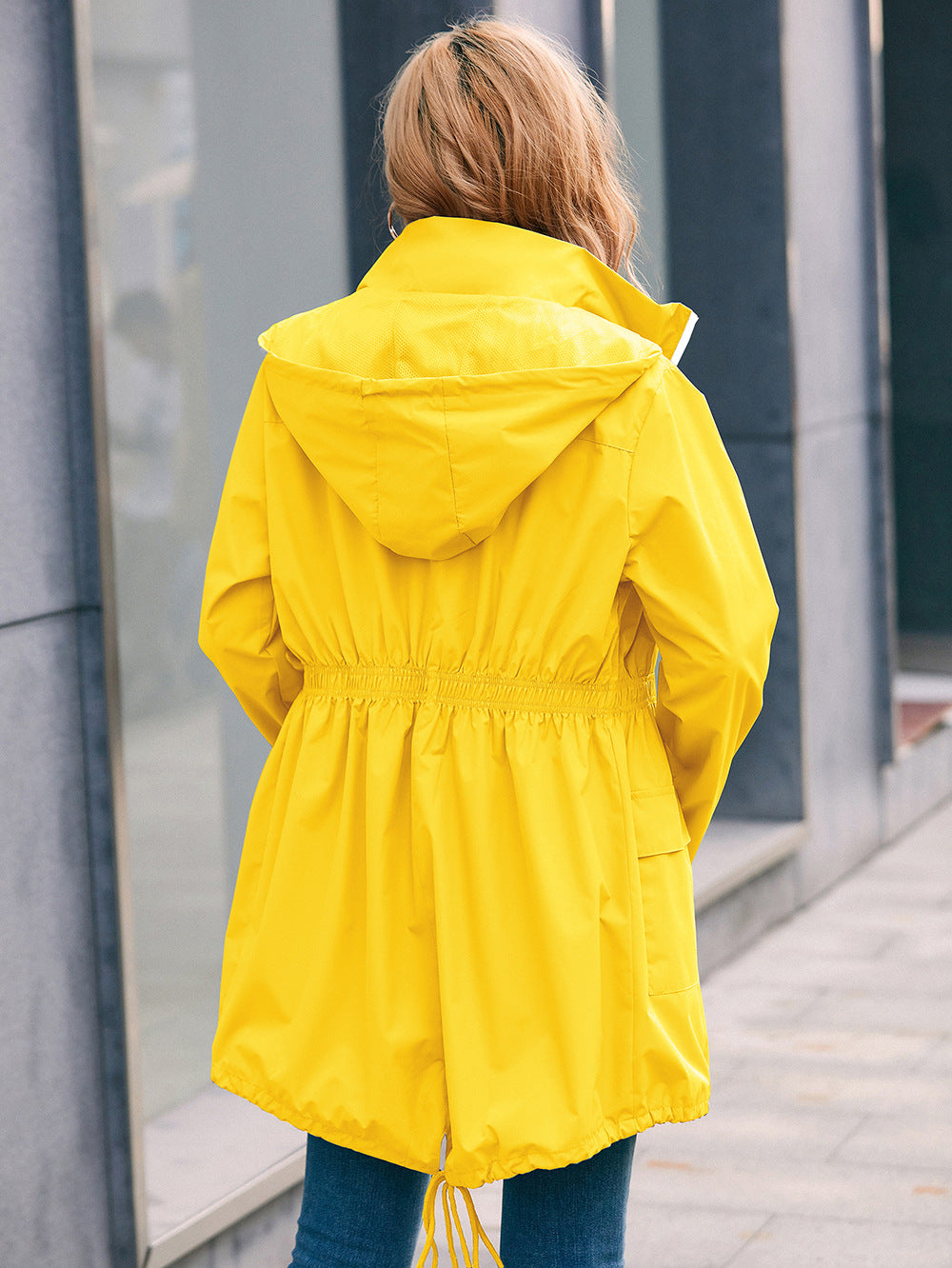 Drawstring Zip Up Hooded Outwear