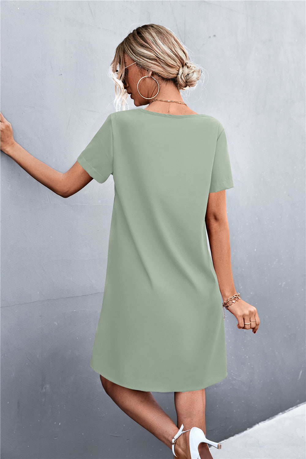 Two-Tone Lace Trim Spliced Dress