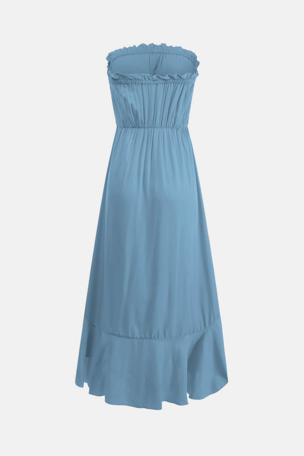 Tie Waist Strapless Asymmetrical Hem Dress