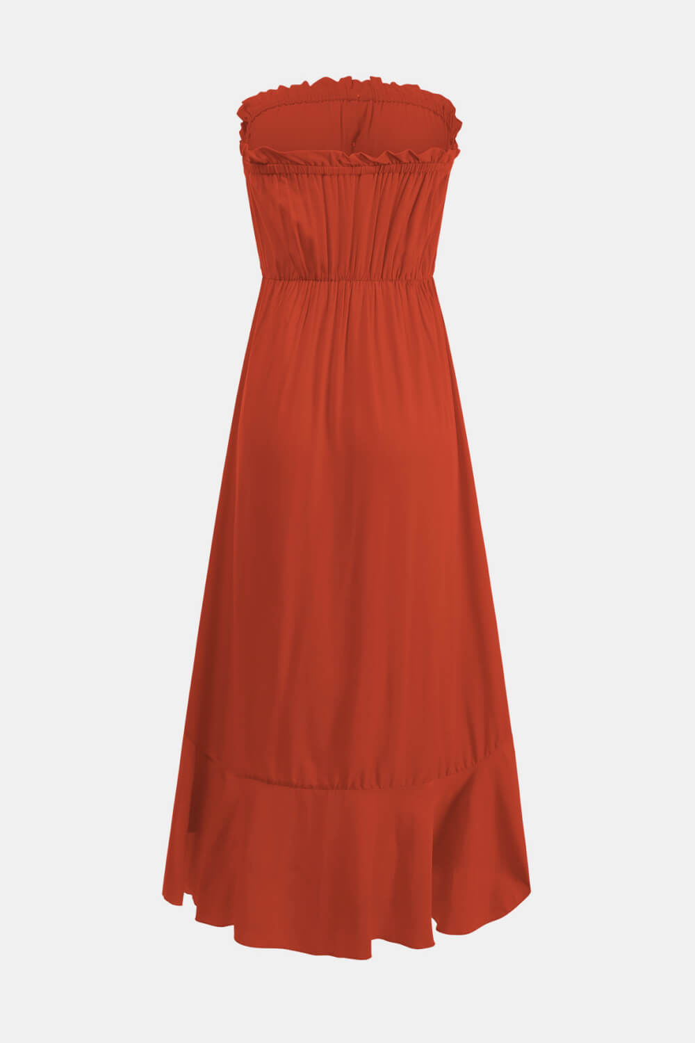 Tie Waist Strapless Asymmetrical Hem Dress