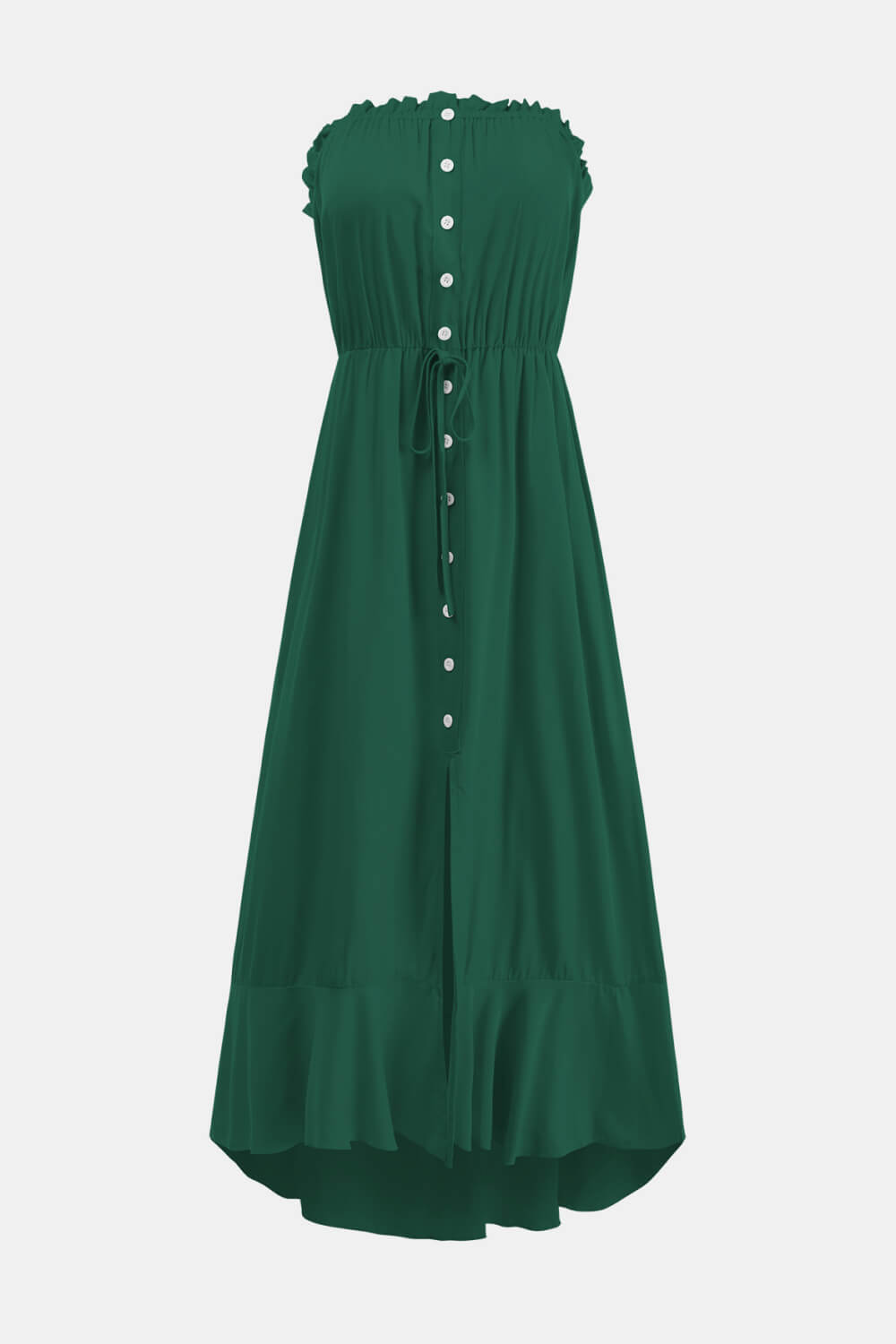 Tie Waist Strapless Asymmetrical Hem Dress
