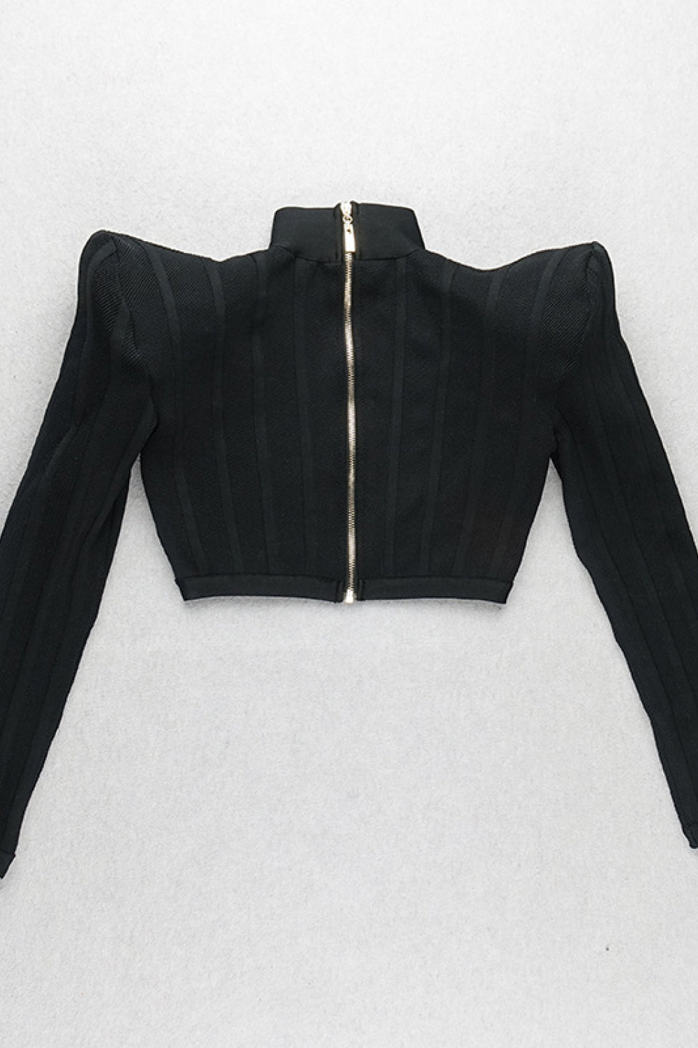 Padded Shoulder Strip Detail Crop Top