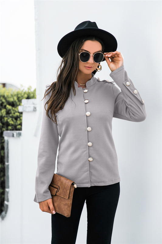 Single Breasted Mock Neck Blazer